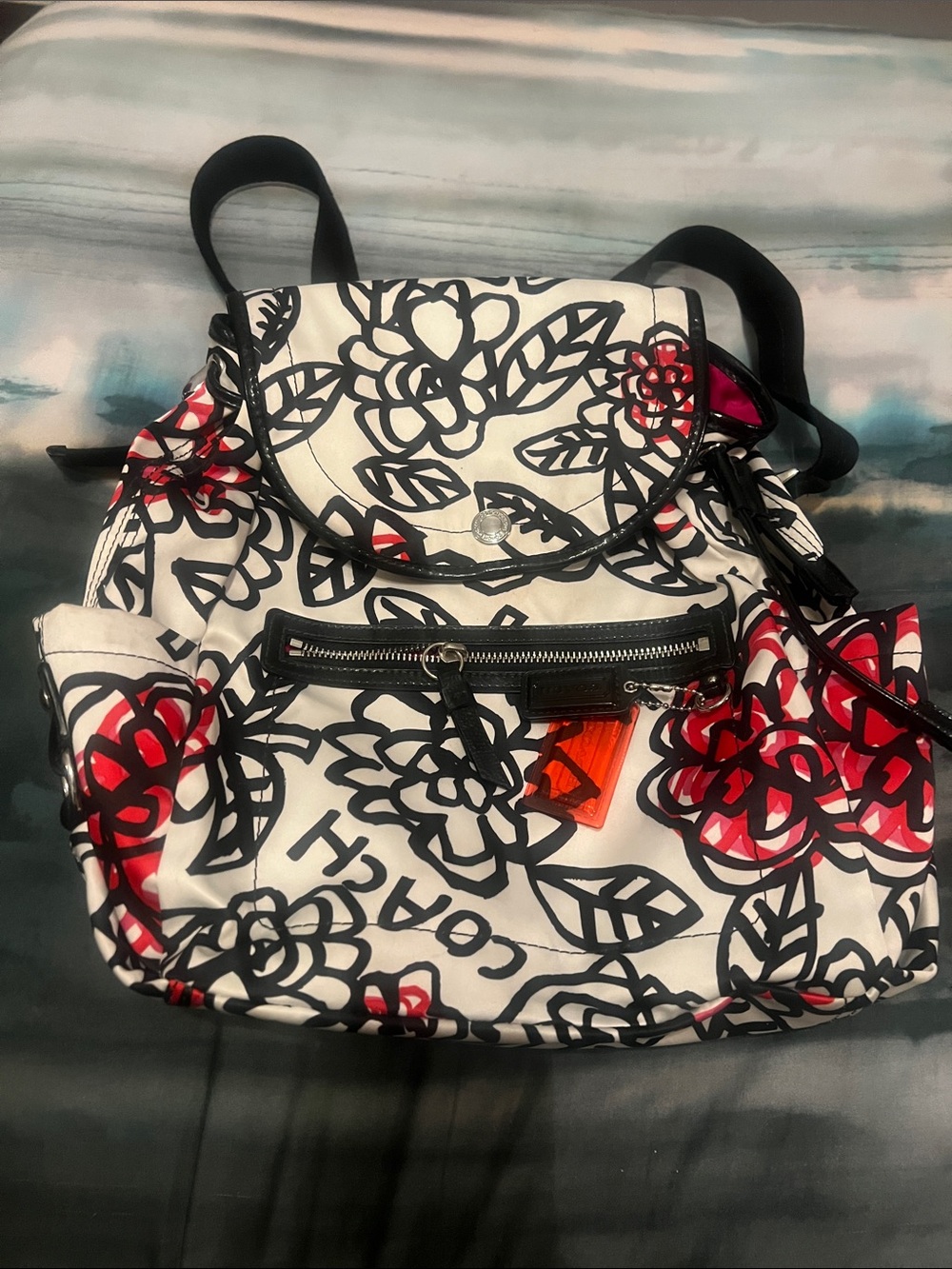 Coach Poppy Daisy Floral Graffiti Sateen Backpack